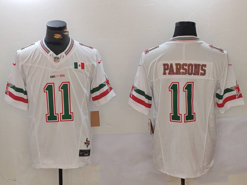 Men Dallas Cowboys #11 Parsons White Mexico three generations 2024 Nike Vapor Limited NFL Jersey style 1->->